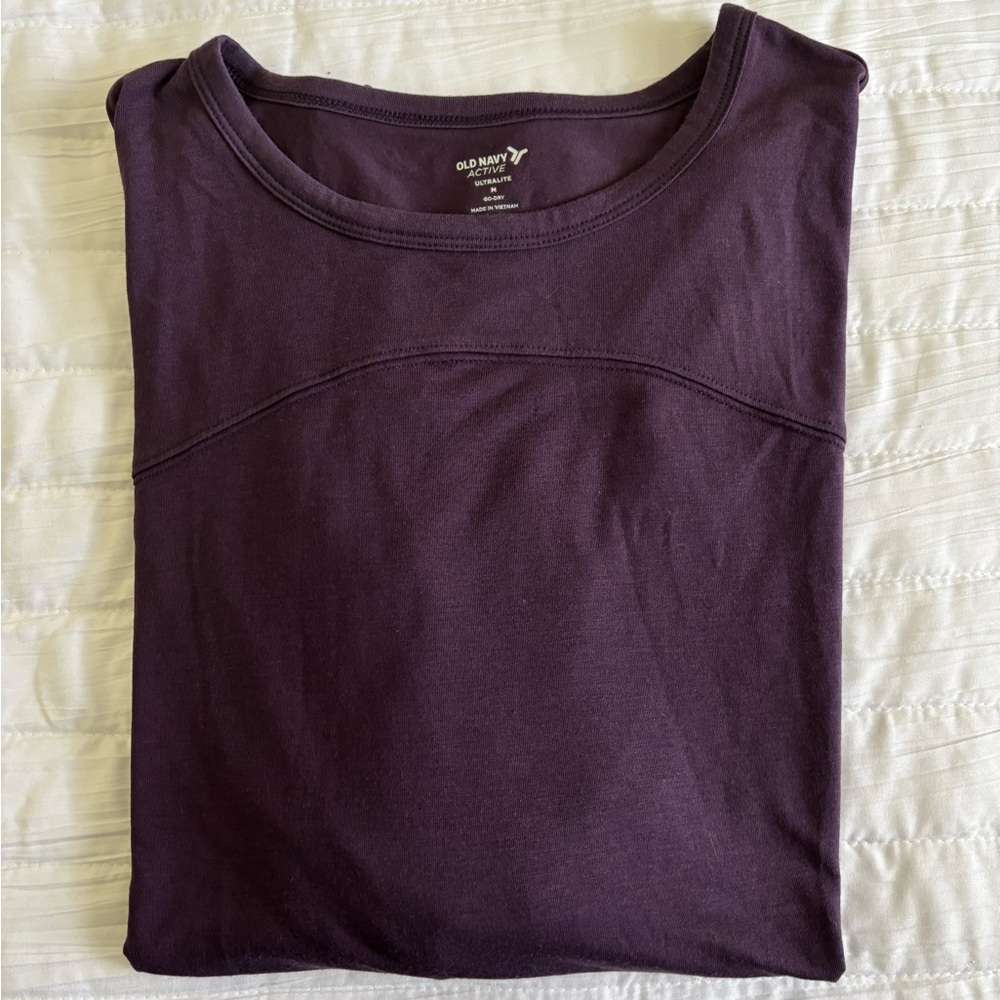 2 Old Navy Active Light Go Dry LS Tunic Workout Tops Size M Purple & Copper/Rust - Picture 6 of 7